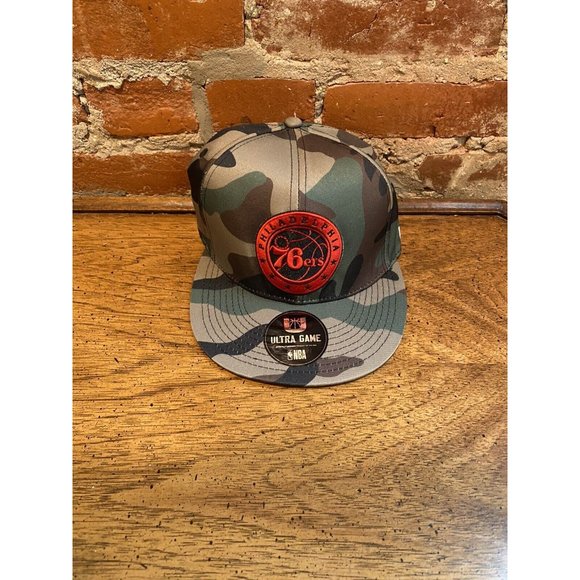 ULTRA GAME 76ers SNAPBACK Cap CAMO CAMOUFLAGE Logo Hat